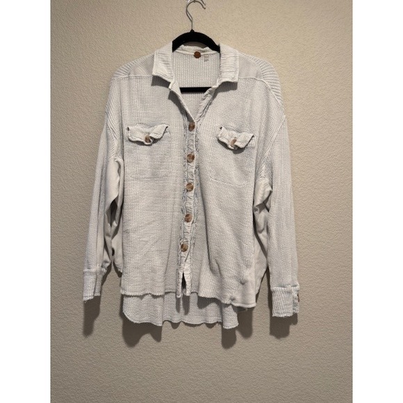 Free People Scout Light Blue Shirt Jacket Top Oversized Relaxed Fit XS/S 1957 - Picture 1 of 9